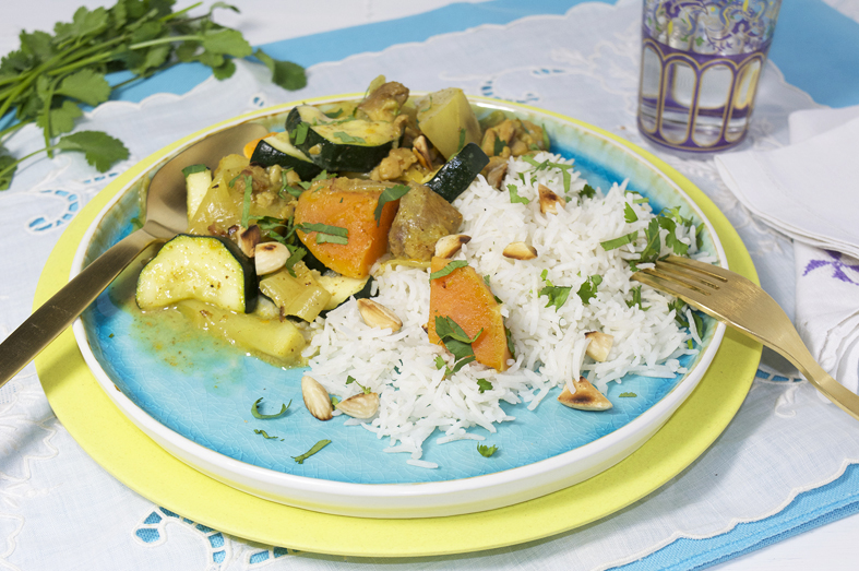 Kipcurry met zoete aardappel en courgette