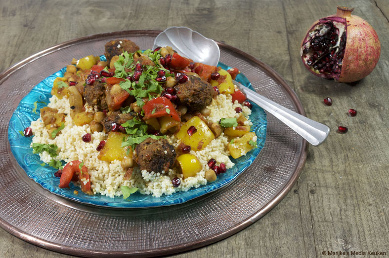 pittige gehaktballetjes met kikkererwten en paprika