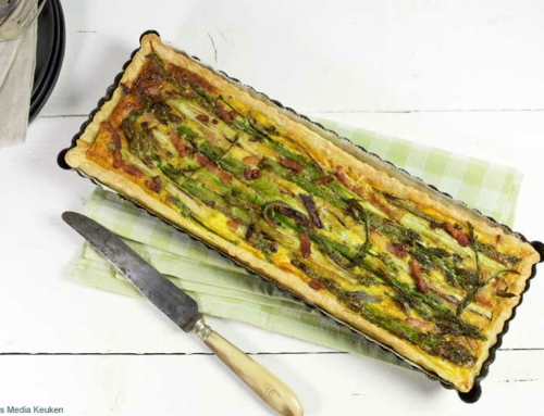 Hartig taartje met groene asperges
